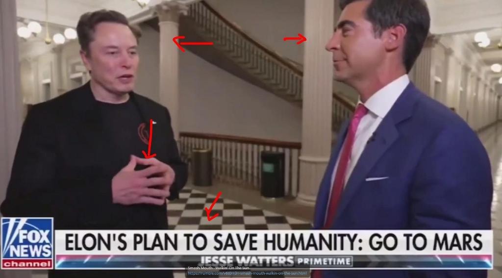 Fox News interview — Lodge sponsored floor, 33 bannisters, 2 columns, the hand gesture